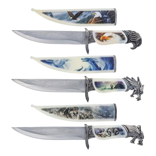 ASR Outdoor 3pc Fantasy Wildlife Collector Knife Gift Set Featuring Ornamental Wolf, Eagle and Dragon