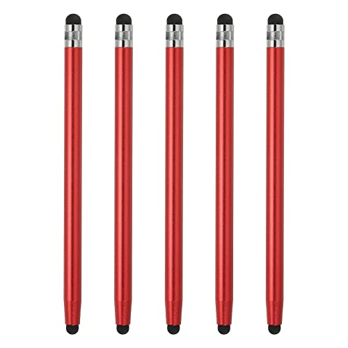 MECCANIXITY 5pcs Stylus Pens for Touch Screens Dual Rubber Tips Capacitive Stylus Universal Tablet Pen Sensitivity Precision, Red