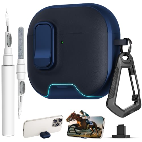 Image of for AirPods 4 Case with Lock,TPU Leather Texture Protective Durability Anti-Lost & Shockproof Protective Cover Accessories with Cleaning Kit in Keychain for Apple iPod 4 Generation (Midnight Blue)