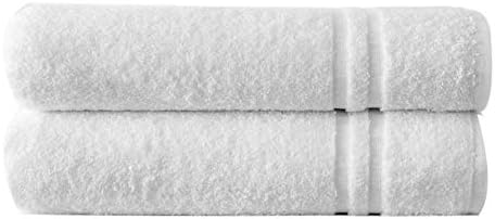 Towelogy® Luxury Hotel & Spa Bath Towels 100% Cotton 550 GSM Highly Absorbent & Quick Dry For Daily Use Bathroom Shower White 70cmx135cm (2 Bath Towels)
