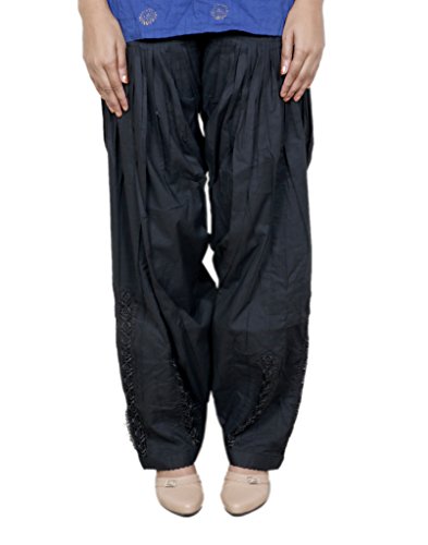 Indistar Women's 100% Cotton Semi-Patiala, Patiala Salwar, Harem Yoga Pilates Pants, Yoga Dress-Black-Free Size