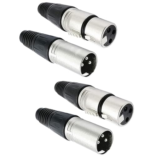 Greluma 4 Pièces Connecteurs XLR 3 broches, 2 paires de connecteurs XLR mâle/femelle, prise de câble micro, prise audio microphone