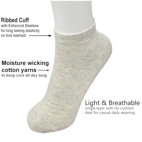 Image of Glory Max 6 Pairs Women Cotton Thin Ankle Low Cut Lightweight Casual Socks