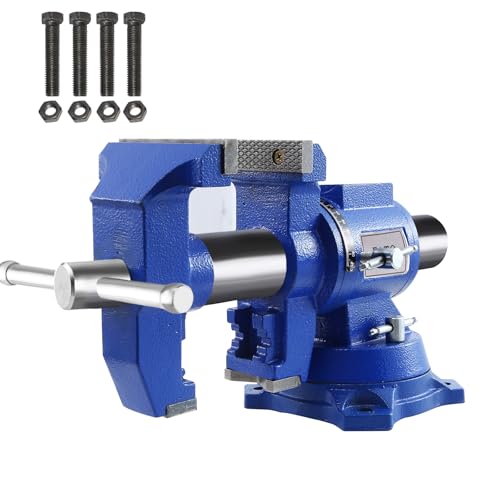FATO Multipurpose Bench Vise 5 Inch Heavy Duty Ductile Iron 8800 Lbs Clamping Force, 360° Swivel Base, Anvil, Jaw Width 4.92