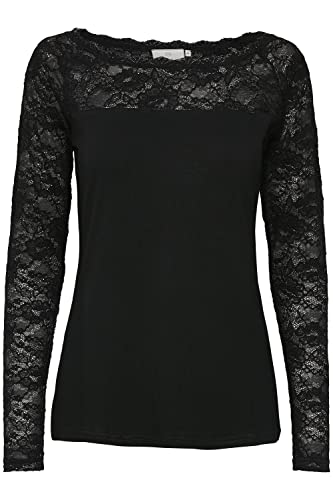 KAFFE Langarm-Shirt Lacy Damen Bluse Top Spitze Oberteil Langarm Slim Fit...