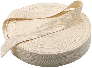 JUHONNZ Bias Binding Tape,50 Meters Bunting Tape Natural Cotton Tape Webbing Tape Sew Herringbone Roll for Sewing Dressmaking Craft Dressmaking,Beige 2.5cm