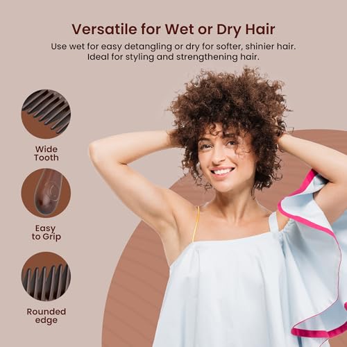 Peine para cabello rizado Controlled Chaos de madera durazno miniatura 4