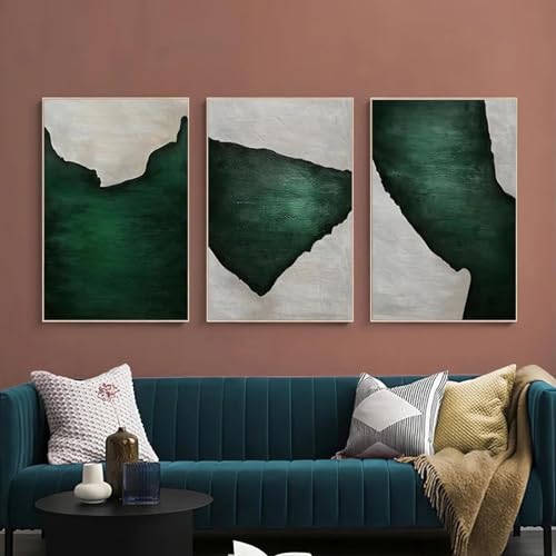 Bloc de peinture verte sur toile lot de 3 affiches abstraites de 30x45 cm