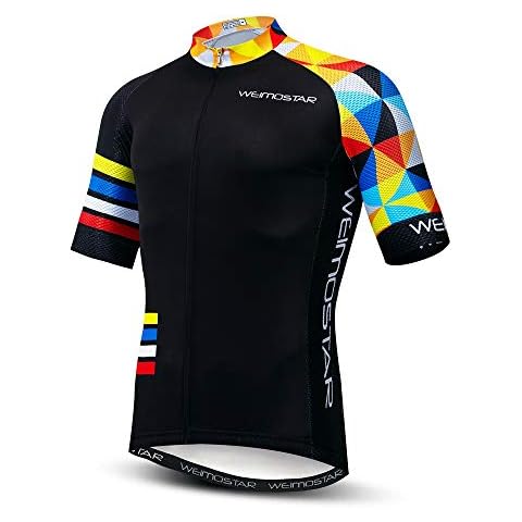 Mens Cycling Jersey Shirt,2020 Short Sleeve Bike Jersey Riding Tops Outdoor MTB Cycling Clothing, Stripe Black, Large Cover