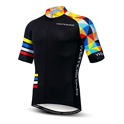 Mens Cycling Jersey Shirt,2020 Short Sleeve Bike Jersey Riding Tops Outdoor MTB Cycling Clothing, Stripe Black, Medium