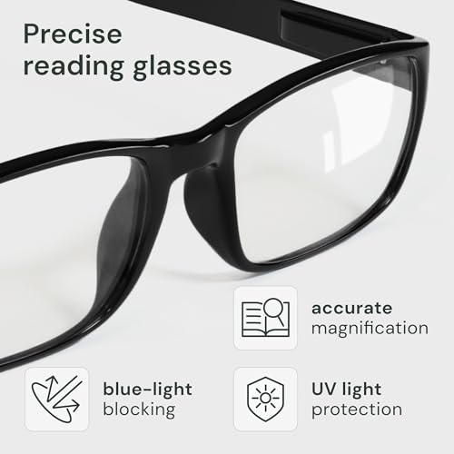 Image of Gaoye Reading Glasses Blue Light Blocking, Readers for Women Men Anti Glare Filter Lightweight Spring Hinge Eyeglasses (5-pack Light Black with Case, 1.5)