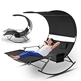 ISOISL Tumbona doble para exteriores, terraza (negro)