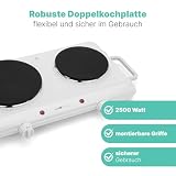 Clatronic® Podwójna płyta grzewcza na kemping, do kuchni lub biura | 2 płyty Ø ok. 180 mm i 150 mm | płyta kuchenna z 2 bezstopniowymi termostatami i 2 lampkami kontrolnymi | lakier odporny na wysokie
