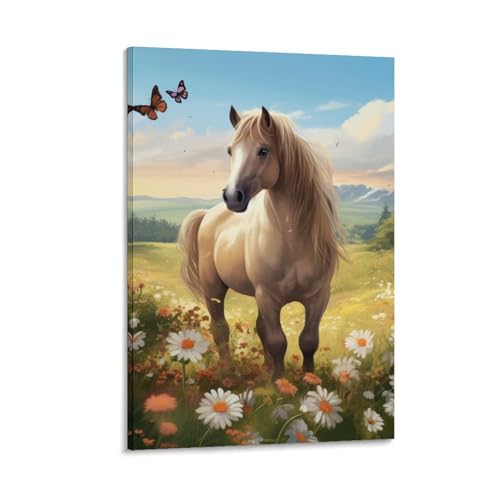 Tableau cheval pour salon : impression sur toile moderne de 30x45cm