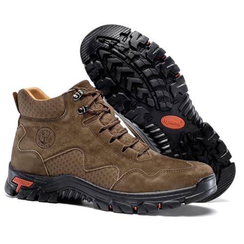 Image of FLYLAND Men's Chukka Boots Casual Leather Shoes Ankle Shoes Non Slip Breathable Comfortable Mid Top for Outdoor Driving Walking