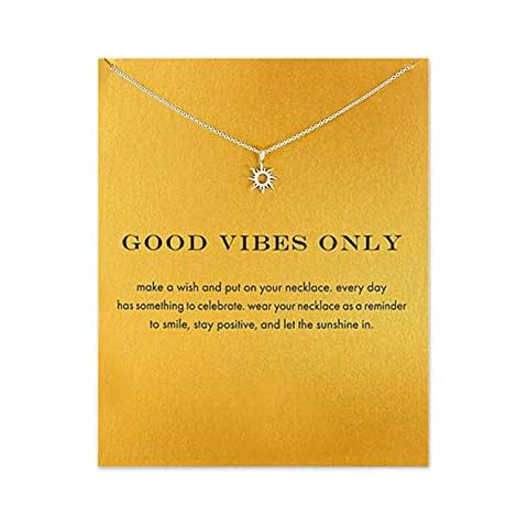 Baydurcan Friendship Anchor Compass Necklace Good Luck Elephant Pendant Chain Necklace with Message Card Gift Card (Silver Sun) Cover
