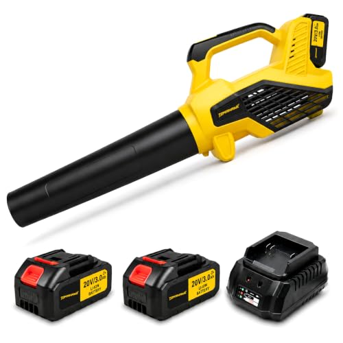Image of TOMAHAWK TLB-40B 20V Cordless Leaf Blower with 2 x 3.0Ah Batteries | Brushless Turbo Blower for Garden, Home & Workshop Cleaning