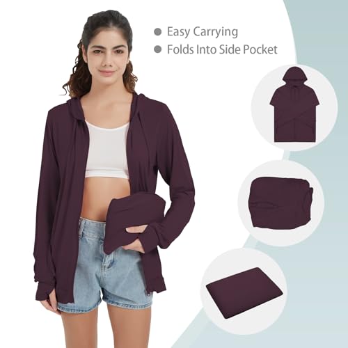 QBK Light Weight Zip Up Hoodie Thin Summer Jacket For Women3