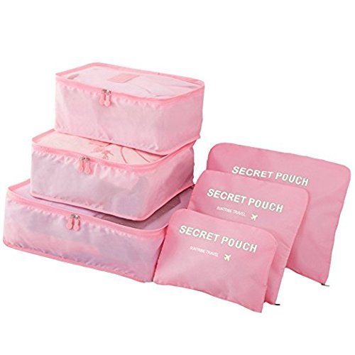 HOUSEHOLD CULTURE Baby Pink 6 in 1 Travel Laundry Pouch Cosmetics Makeup Bags (Assorted Color)-image-49