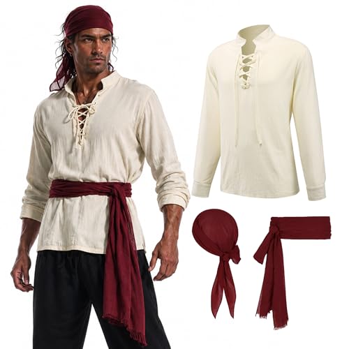 Chemise de pirate médiévale homme avec costume de renaissance cosplay