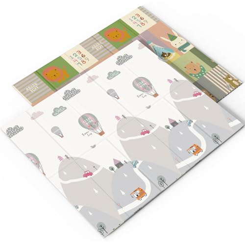 Image of UANLAUO Baby Play Mat - Foam Thick PlayMat for Babies Play Pen Mat 71x59, Baby Crawling Mat, 2 in 1 Fabric and XPE Surface Anti-Slip, Floor PlayMats for Toddlers with Travel Bag for Indoor Outdoor