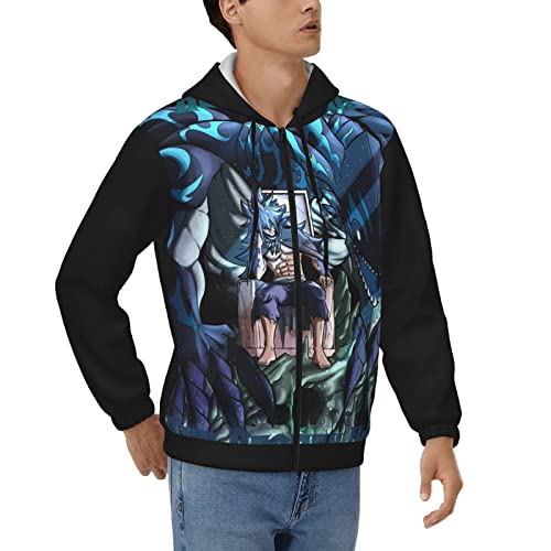 ISHAANAV Fairy music and Tail Men's Long Sleeve Zipper Hooded Sweatshirt Cardigan Tops