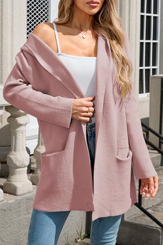 Image of Cakulo Womens Long Hooded Cardigan Sweaters Oversized Fall Cardigans 2025 Open Front Knit Sweater Coats Pockets