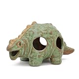 Aquarium Ceramic Decorations Hideout, Cut Ceramic Dinosaurs Cave Rock for Cichlids, Betta Tank Decor