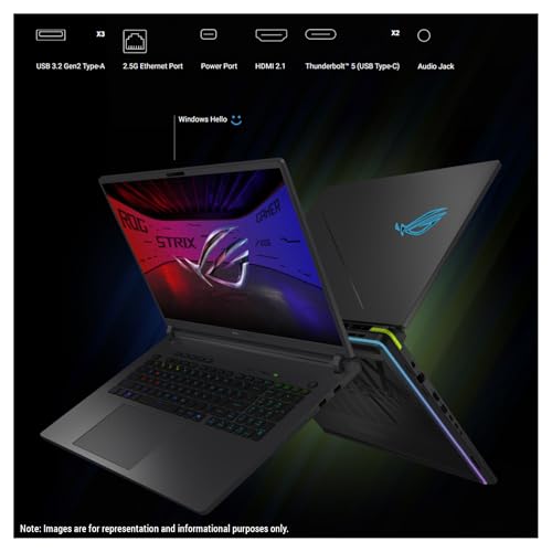 Image of ASUS ROG Strix G18 Gaming Laptop, Intel Ultra 9-275HX, 32 GB DDR5 RAM, 4 TB PCIe SSD, 18 inch 2.5K (2560x1600) 240Hz Nebula Display, N-vidia G-Force RTX 5070Ti, 4-Zone RGB Keyboard, W11 Pro, Eclipse Gray