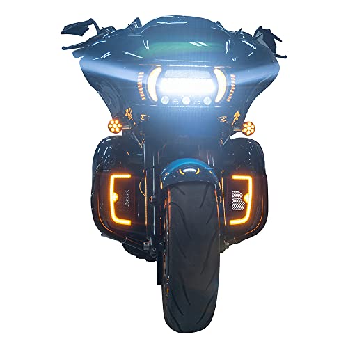Advanblack Smoked LED Light, Running, Turn Signal, Lower Fairing Grills, Switchback Flare Fit for 2014+ Harley Touring, Road Glide, Street Glide, Electra Glide, 1 Pair - Thumbnail 6