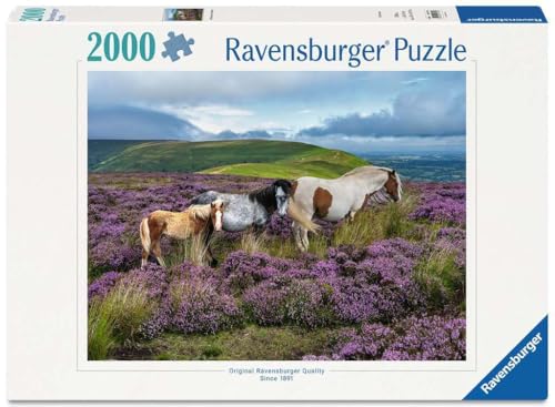 Ravensburger Wild Horses in the Heather 2000 Piece Jigsaw Puzzle – Premium Large Adult Puzzle with Countryside Horse Scene – Relaxing & Challenging for Adults