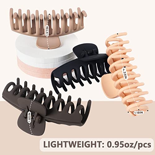 Tocess Big/Large Hair Claw Clips For Women Thin Thick Curly Hair 90'S Strong Hold 4.33 Inch Nonslip Neutral Matte Hair Clips (4 Pcs) #TOP2
