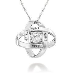 UYNUY Custom Eternal Pendant Necklace with Personalized Name, Text, and Date - Engraved Jewelry Gift for Women, Men