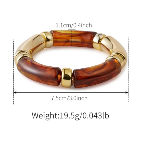 KOLODOGO 3PCS Gold Chunky Bangles Bracelets for Women Stackable Chunky Bracelets Acrylic Bamboo Bracelet Stretch Bracelets for Women as Jewelry Gift4