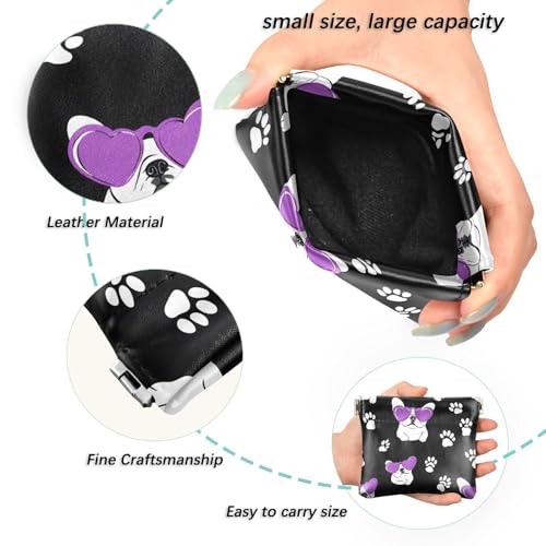 Coin Purse for Women Bulldog Footprints Coin Pouch Change Holder PU Leather Mini Wallet Portable Coin Bag Money Pocket2