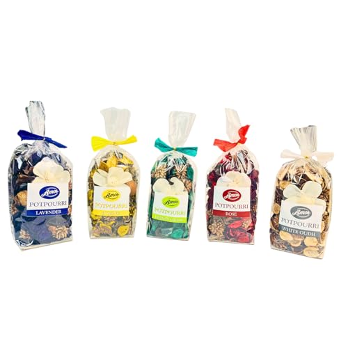 Image of Amos Premium Potpourri Flowers Home Fragrance Pack of 5(100 gm Each) (Rose) (Jasmine) (Lavender)(Lemongrass)(White oudh)