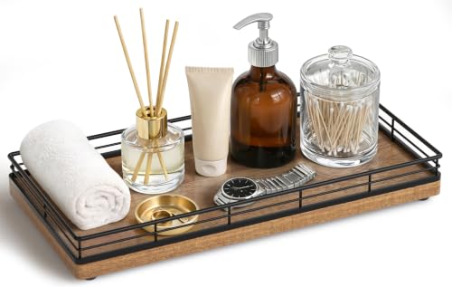 Bathroom Vanity Tray for Countertop 12 x 6 Acacia Wood Toilet Tank Tray