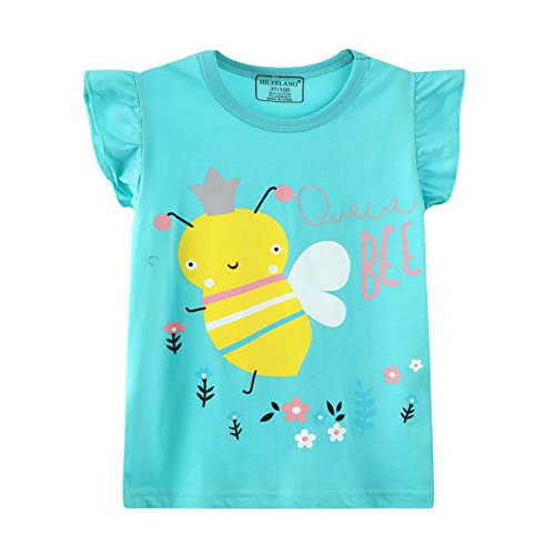 Image of Girls Graphic T Shirts 3 Pack 100% Cotton Short Sleeve Tees for Toddler Little Big Girls Cute Printed Casual Summer Tops