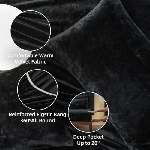 Velvet Fitted Sheet and Pillowcase Set 5 Pieces - image 3