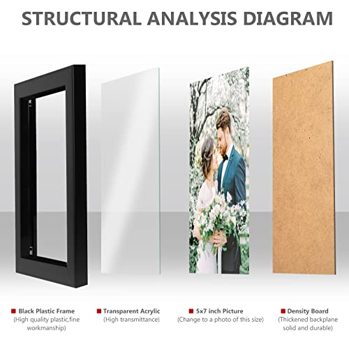 Joyberg 2 Pack 5X7 Picture Frame, Picture Frame Black, Plastic 5X7 Frame For Tabletop Display, Photo Frame With Clear Plexiglass For Vertical Or Horizontal Display #TOP22