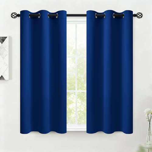 Image of COSVIYA Grommet Room Darkening Royal Blue Curtains 45 inch for Bedroom | Light Blocking Insulated Thermal Curtains for Living Room, Blackout Thick Polyester Window Drapes,38x45 inches, 2 Panels