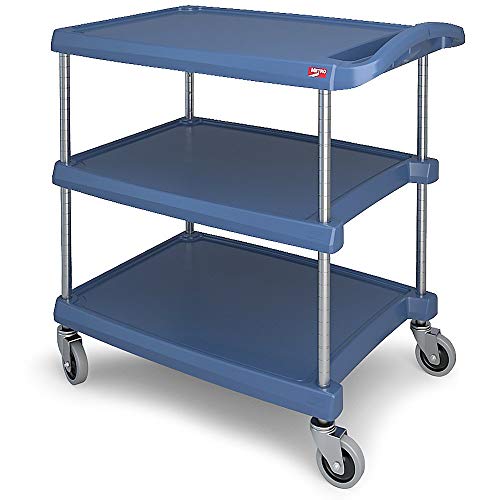 METRO MY2030-34BU myCart Series Blue Polymer Utility Cart with Built-in Microban, 3 Shelf, 35.38 X 34.38 X 23.5-Inch