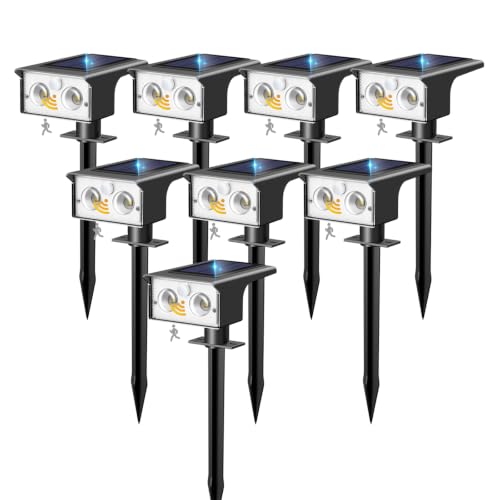 btfarm Lot de 8 Lampe Solaire Exterieur Detecteur de Mouvement 6500K