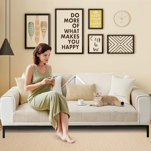 Couch Überzug,Sofa-Schutzhülle 1/2/3/4 Sitzer L Form Sofa Cover Sofa Überzug Ecksofa,2024 Neue Universelle Rutschfeste Sofa Überwurf,Solide Strukturierte Ultra Stretch Sofa Überzug für Wohnzimmer