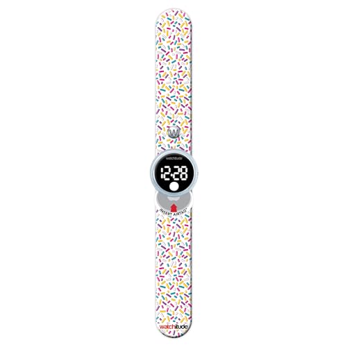 Image of Watchitude: Tag'd Trackable Watch - Sprinkles - Kids Digital Watch, Apple Airtag Compatibility, Slap Band, White LED Display, Girls & Boys, Ages 4+