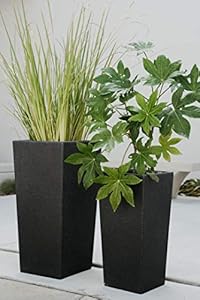 Image of XBrand Set of 2 Different Sizes Modern Nested Tall Square Concrete Planter, 29 Inch & 24 Inch, Black
