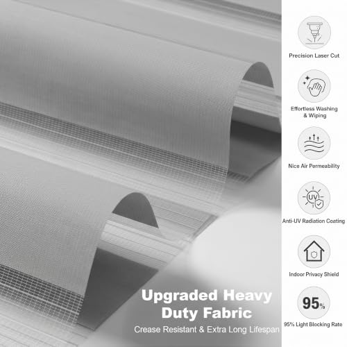 Image of Story@Home Zebra Window Blinds W 4 ft x H 7 ft | Dual Layer Roller Shades for Day and Night Privacy, Light Filtering Sheer Blinds for Home and Office, Modern Window Treatments - Grey