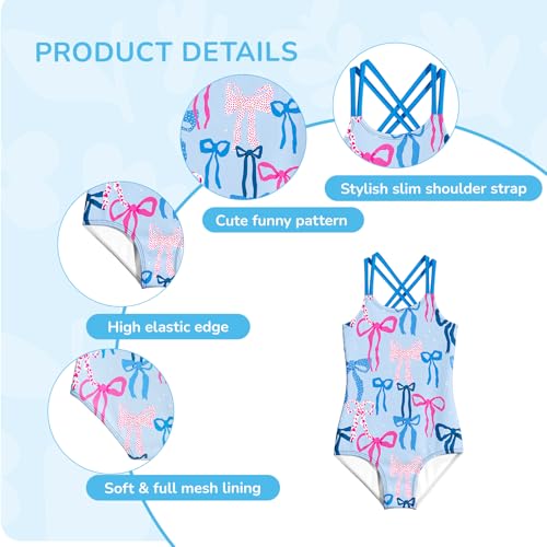 Image of LQSZ Girls One Piece Swimsuits Quick Dry Beach Bathing Suit Cross Shoulder Strap Swimwear