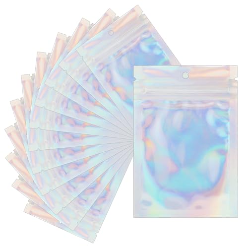 120 Pcs Bolsas de Mylar para Termosellado Bolsas Hermeticas Bolsas Holográficas Ziplock Bolsa Bocadillo Reutilizable Bolsas Cierre Hermético Pequeño para Frutos Secos, Dulces (10X15 cm)