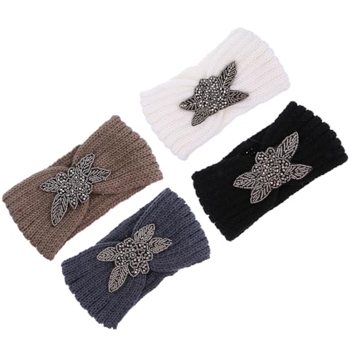 Bandeau en laine tricotée strass pour stopper le froid aux oreilles